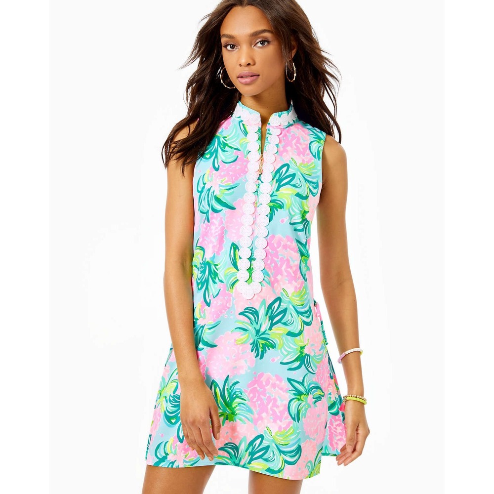 Lilly Pulitzer Jonna High Collar Shift Romper Pineapple Shake 10 Resort Coastal